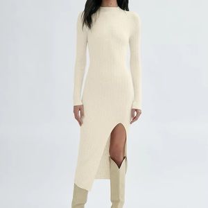 Aritzia Cream Long Sleeve Dress